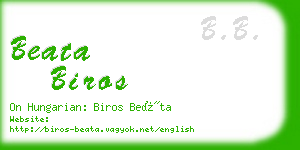 beata biros business card